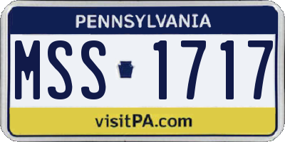PA license plate MSS1717