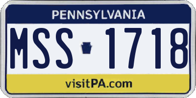 PA license plate MSS1718