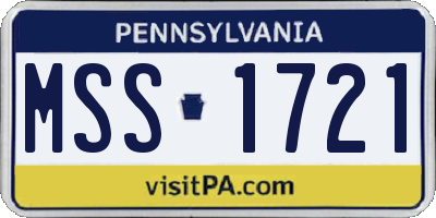 PA license plate MSS1721