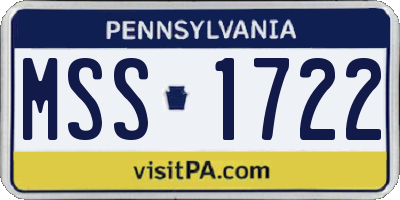 PA license plate MSS1722