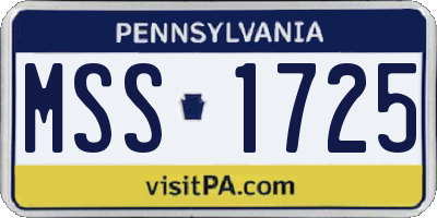PA license plate MSS1725