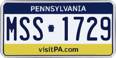 PA license plate MSS1729