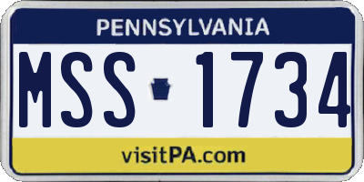 PA license plate MSS1734