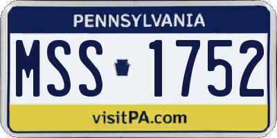 PA license plate MSS1752