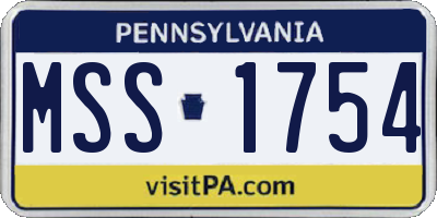 PA license plate MSS1754
