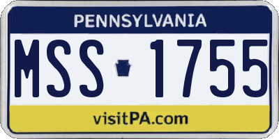 PA license plate MSS1755