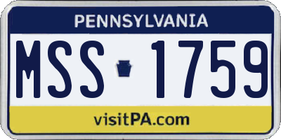 PA license plate MSS1759