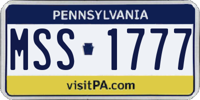 PA license plate MSS1777