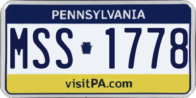 PA license plate MSS1778