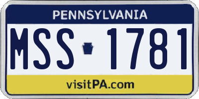 PA license plate MSS1781