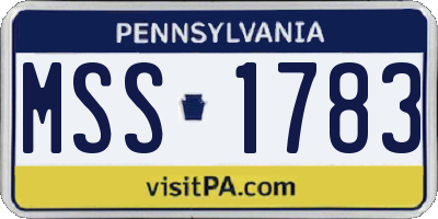 PA license plate MSS1783