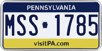 PA license plate MSS1785