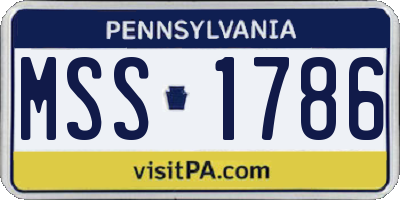 PA license plate MSS1786
