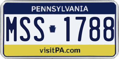 PA license plate MSS1788