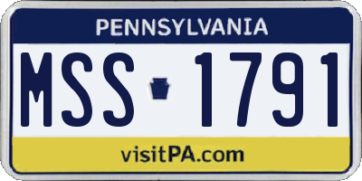 PA license plate MSS1791