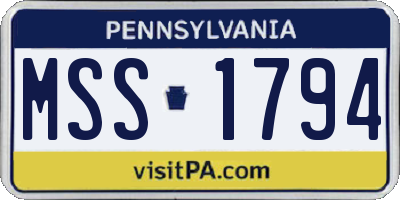 PA license plate MSS1794