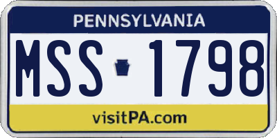 PA license plate MSS1798