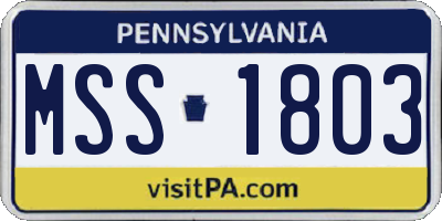 PA license plate MSS1803
