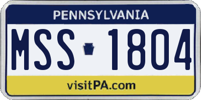 PA license plate MSS1804