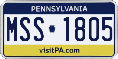 PA license plate MSS1805