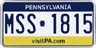 PA license plate MSS1815