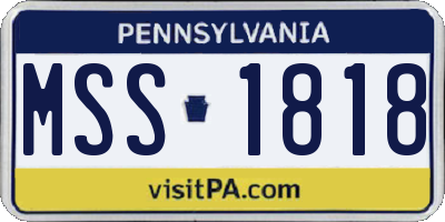 PA license plate MSS1818