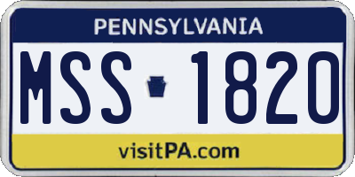 PA license plate MSS1820