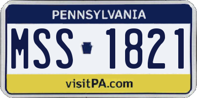 PA license plate MSS1821