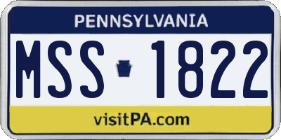 PA license plate MSS1822