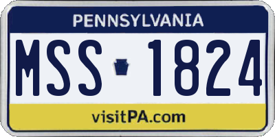 PA license plate MSS1824