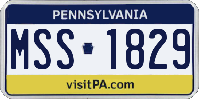 PA license plate MSS1829