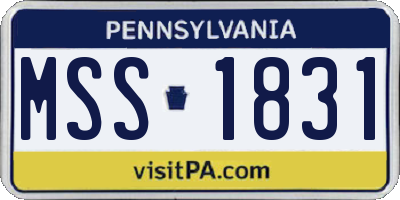 PA license plate MSS1831