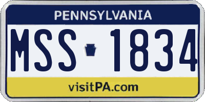 PA license plate MSS1834