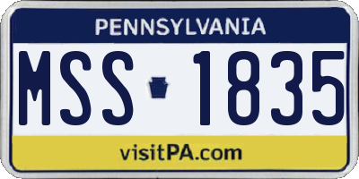 PA license plate MSS1835