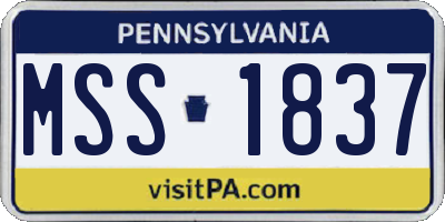 PA license plate MSS1837
