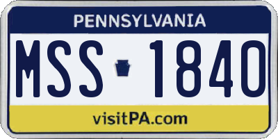 PA license plate MSS1840