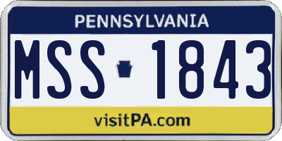 PA license plate MSS1843