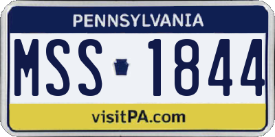 PA license plate MSS1844