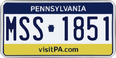 PA license plate MSS1851