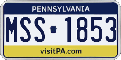 PA license plate MSS1853