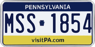 PA license plate MSS1854