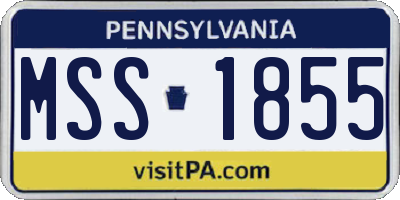 PA license plate MSS1855