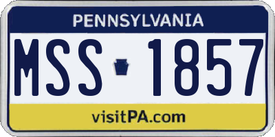 PA license plate MSS1857