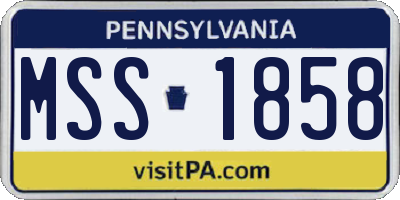 PA license plate MSS1858