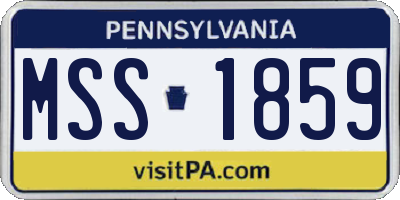 PA license plate MSS1859
