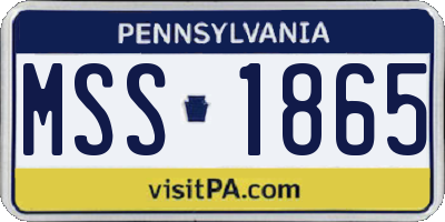 PA license plate MSS1865
