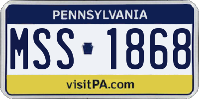 PA license plate MSS1868