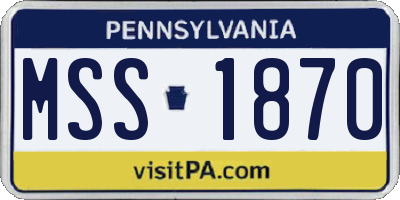 PA license plate MSS1870