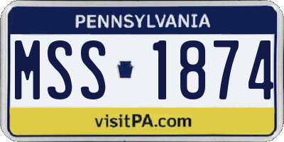 PA license plate MSS1874