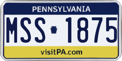 PA license plate MSS1875